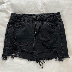 black denim mini skirt